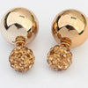 Crystal Two Ball Pearls Stud Earrings